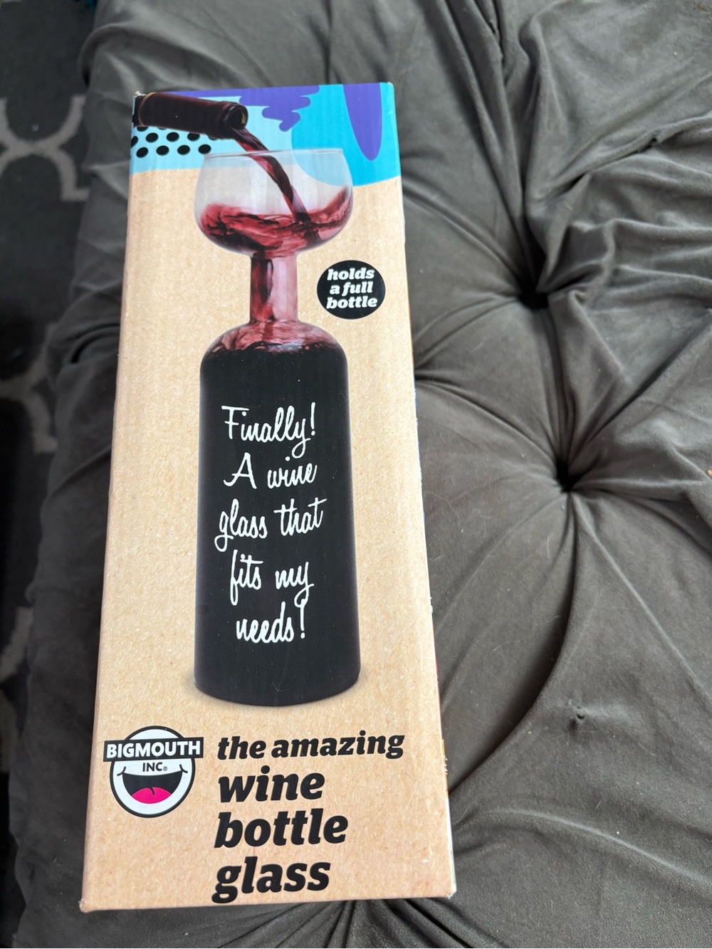 BigMouth Black Wine Bottle Glass - Novelty Drinkware